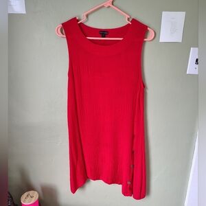 Coco+Carmen Women's S/M Red Flowy Asymmetrical Summer Dress Button…